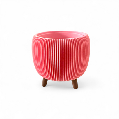 Retro Ribbed Planter - Pink