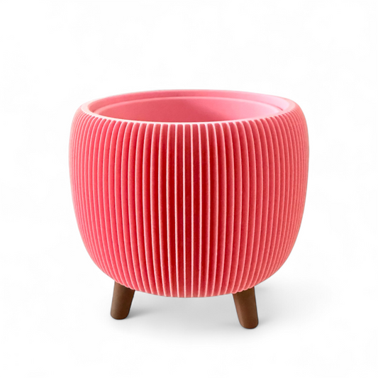 Retro Ribbed Planter - Pink