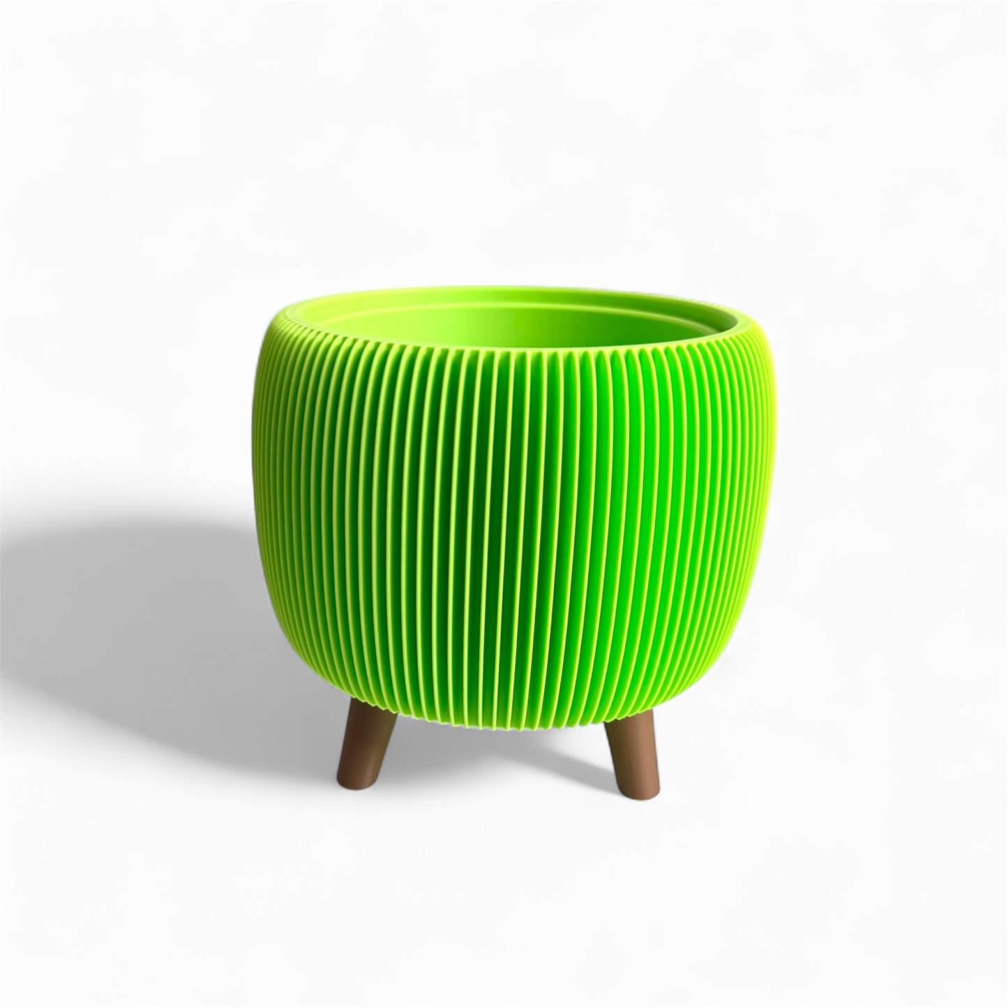 Retro Ribbed Planter - Lime