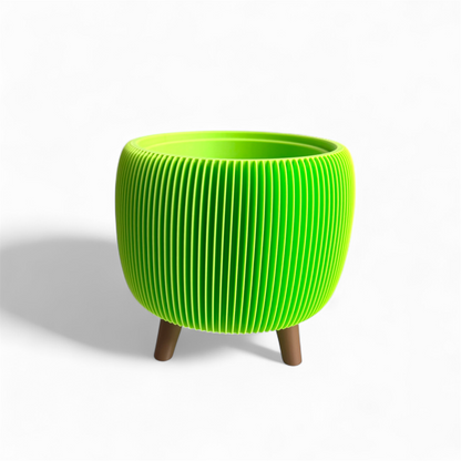 Retro Ribbed Planter - Lime