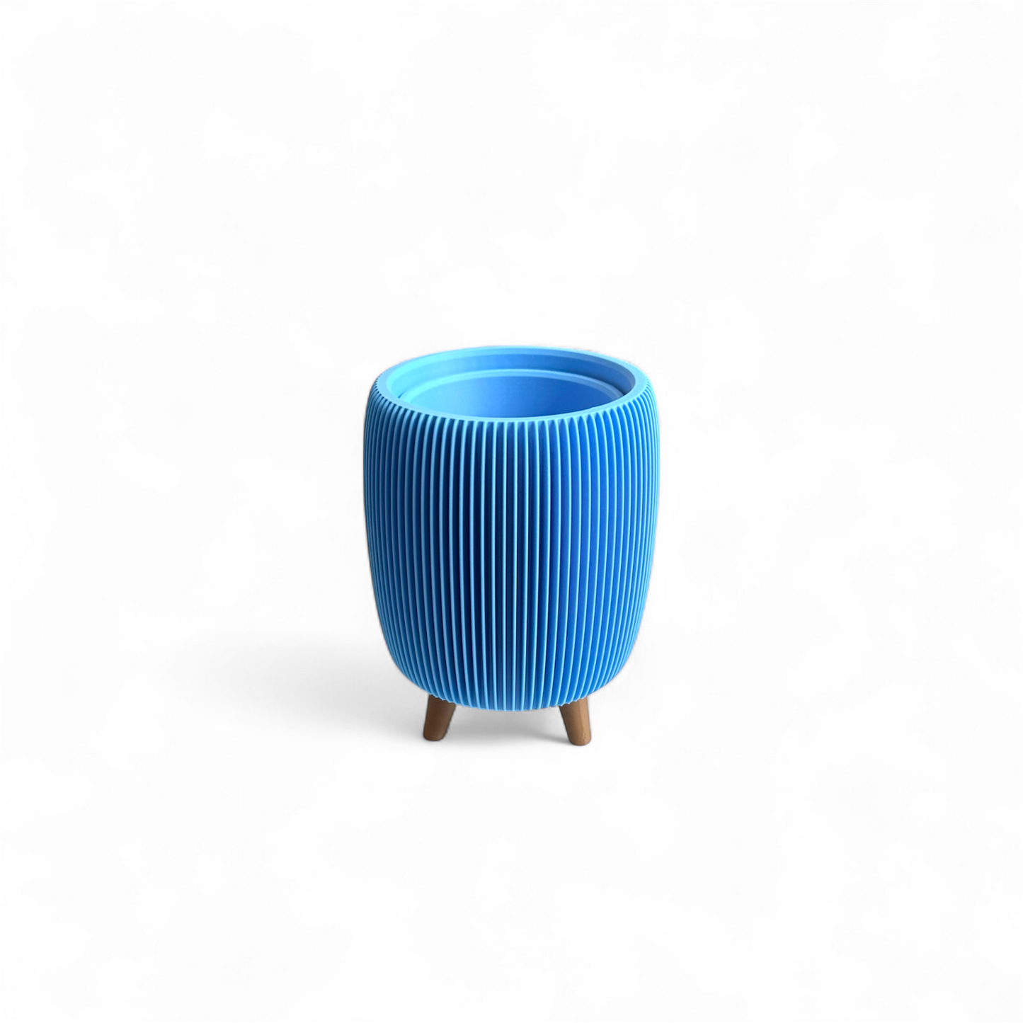 Retro Ribbed Small Planter - Sky