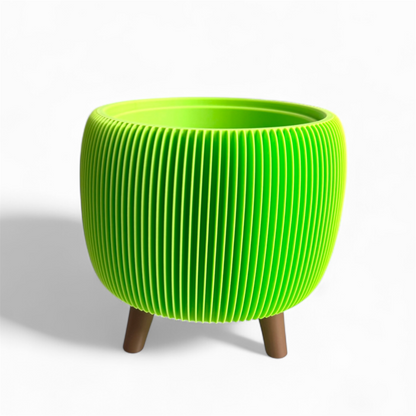 Retro Ribbed Planter - Lime