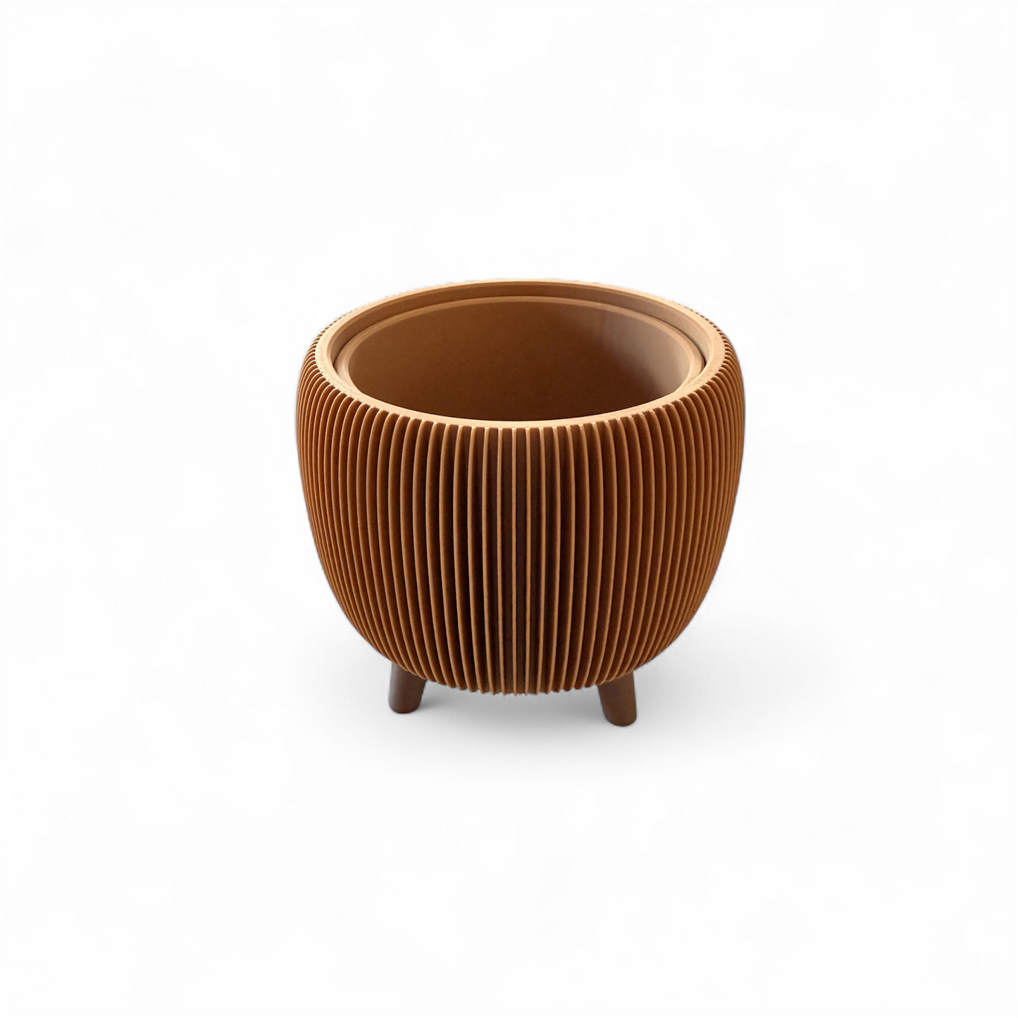 Retro Ribbed Planter - Toffee