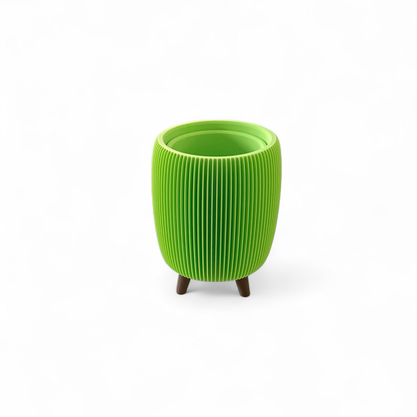 Retro Ribbed Small Planter - Lime