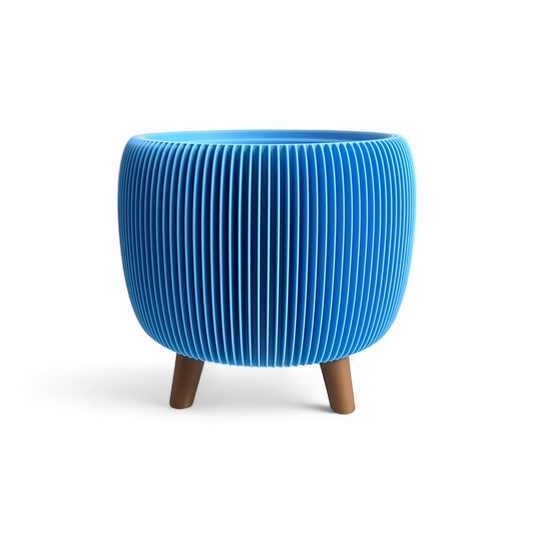 Retro Ribbed Planter - Sky