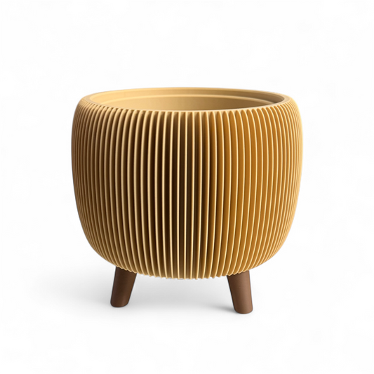 Retro Ribbed Planter - Cappuccino