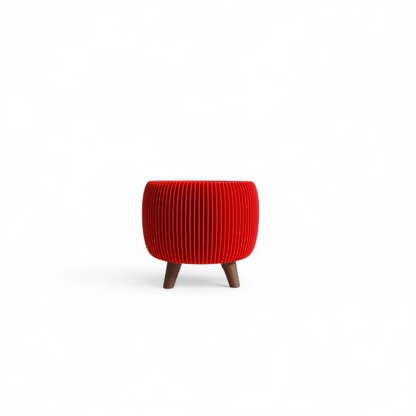Retro Ribbed Mini Planter - Red