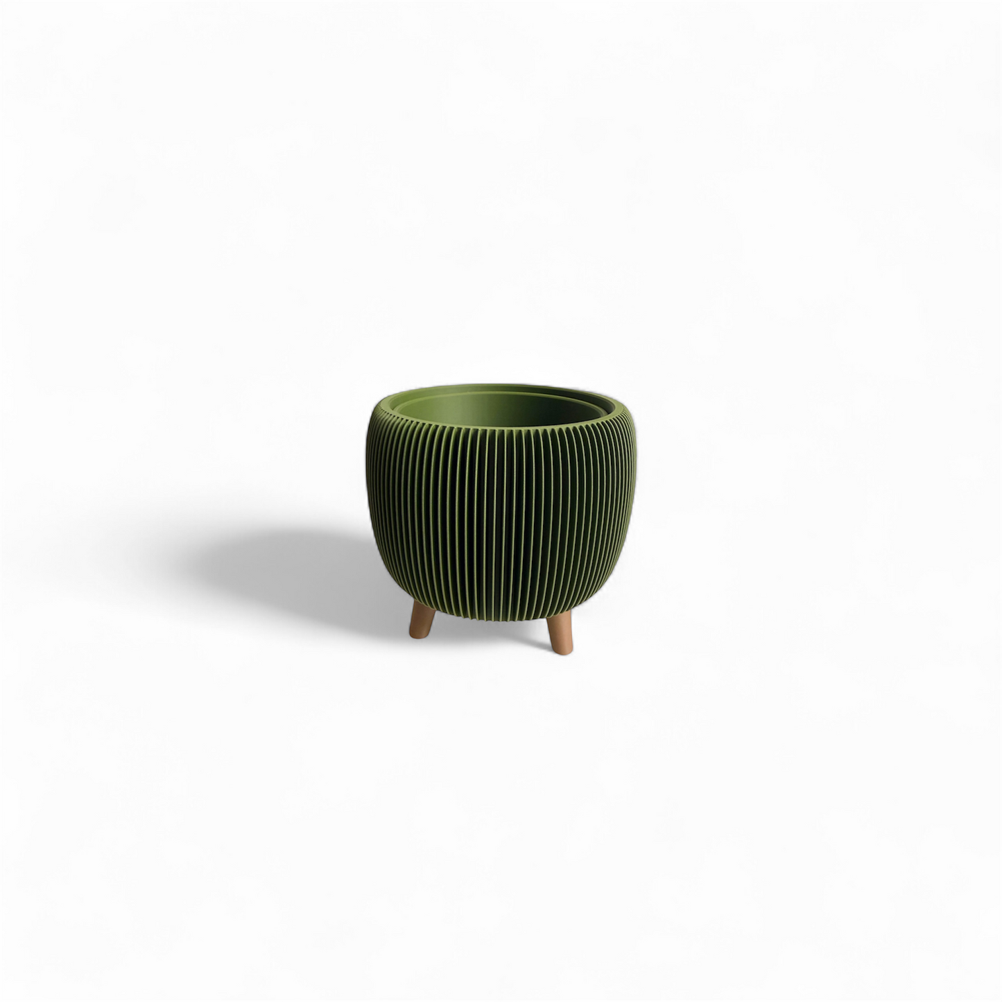 Retro Ribbed Mini Planter - Olive