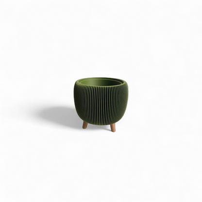 Retro Ribbed Mini Planter - Olive