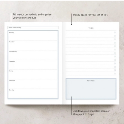 Undated Diary Planner "Perfectly Planned" | Week to View