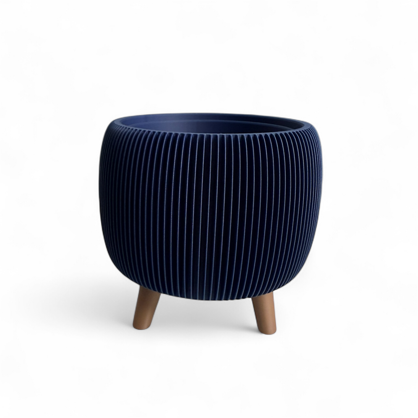 Retro Ribbed Planter - Navy