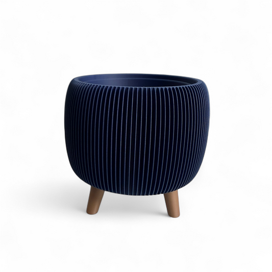 Retro Ribbed Planter - Navy