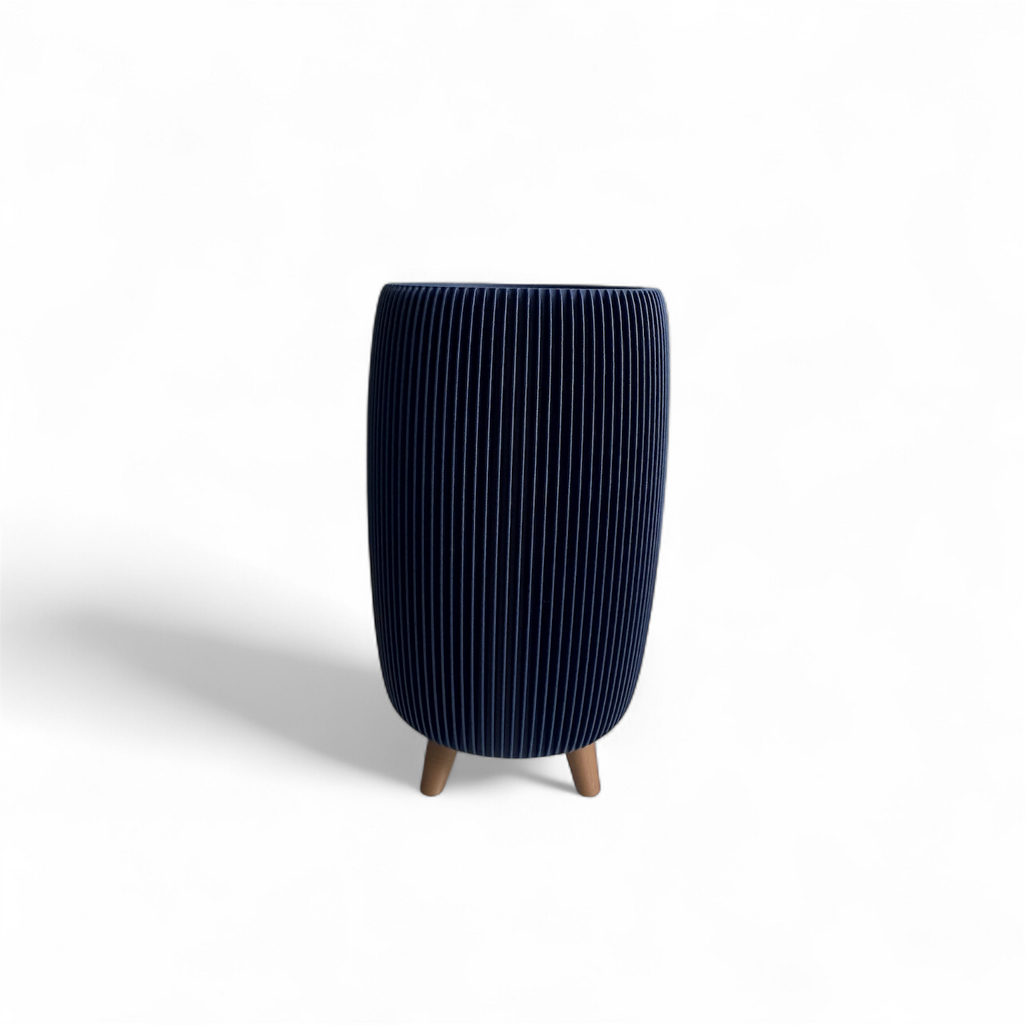 Retro Ribbed High Planter - Navy