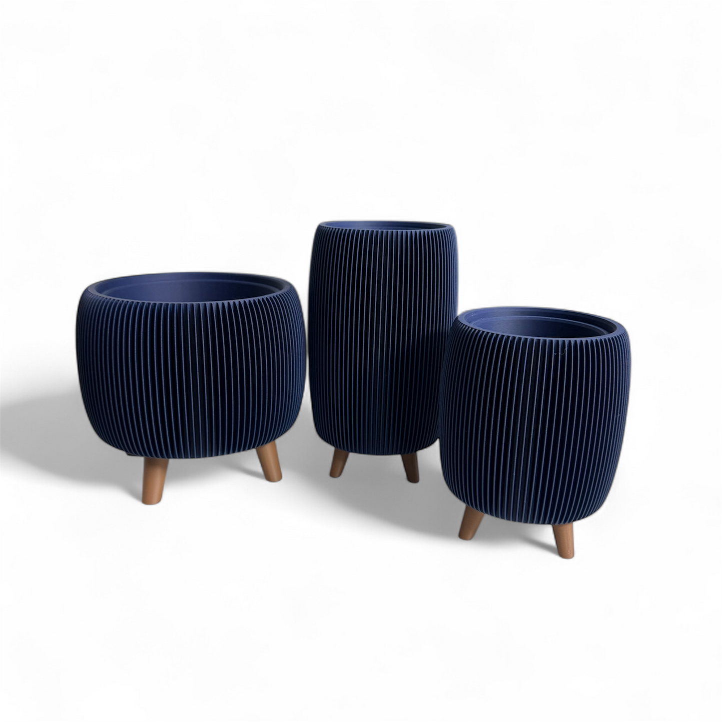 Retro Ribbed Planter - Navy