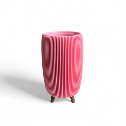 RETRO RIBBED TALL PLANTER SOFT PINK