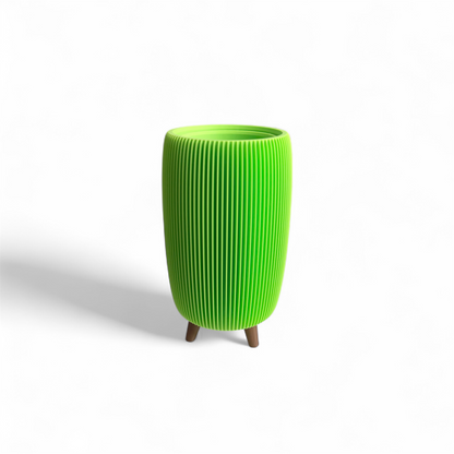 RETRO RIBBED PLANTER LIME SATIN TALL