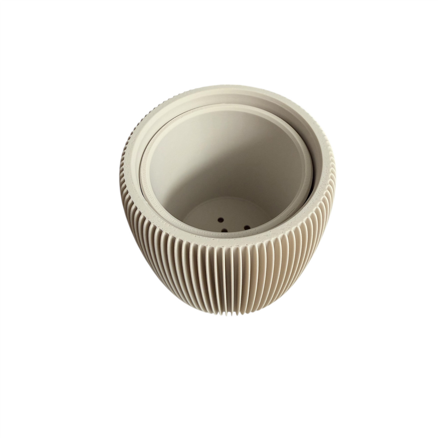 Retro Ribbed Small Planter - Bone