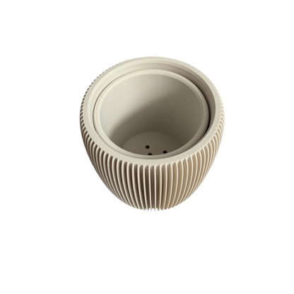 Retro Ribbed Small Planter - Bone