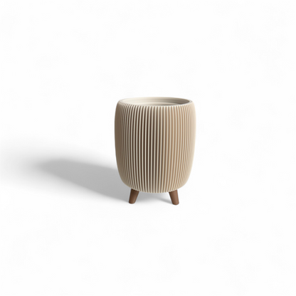 Retro Ribbed Small Planter - Bone