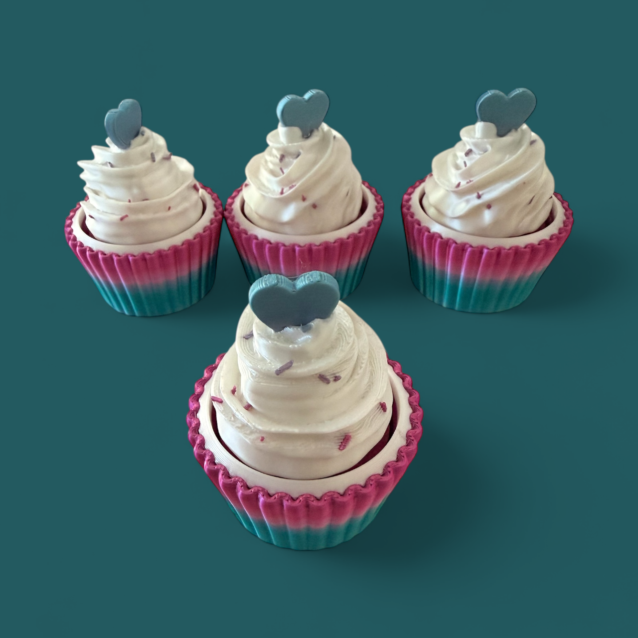 Heart Cupcake Fidget Clicker/Spinner Metallic