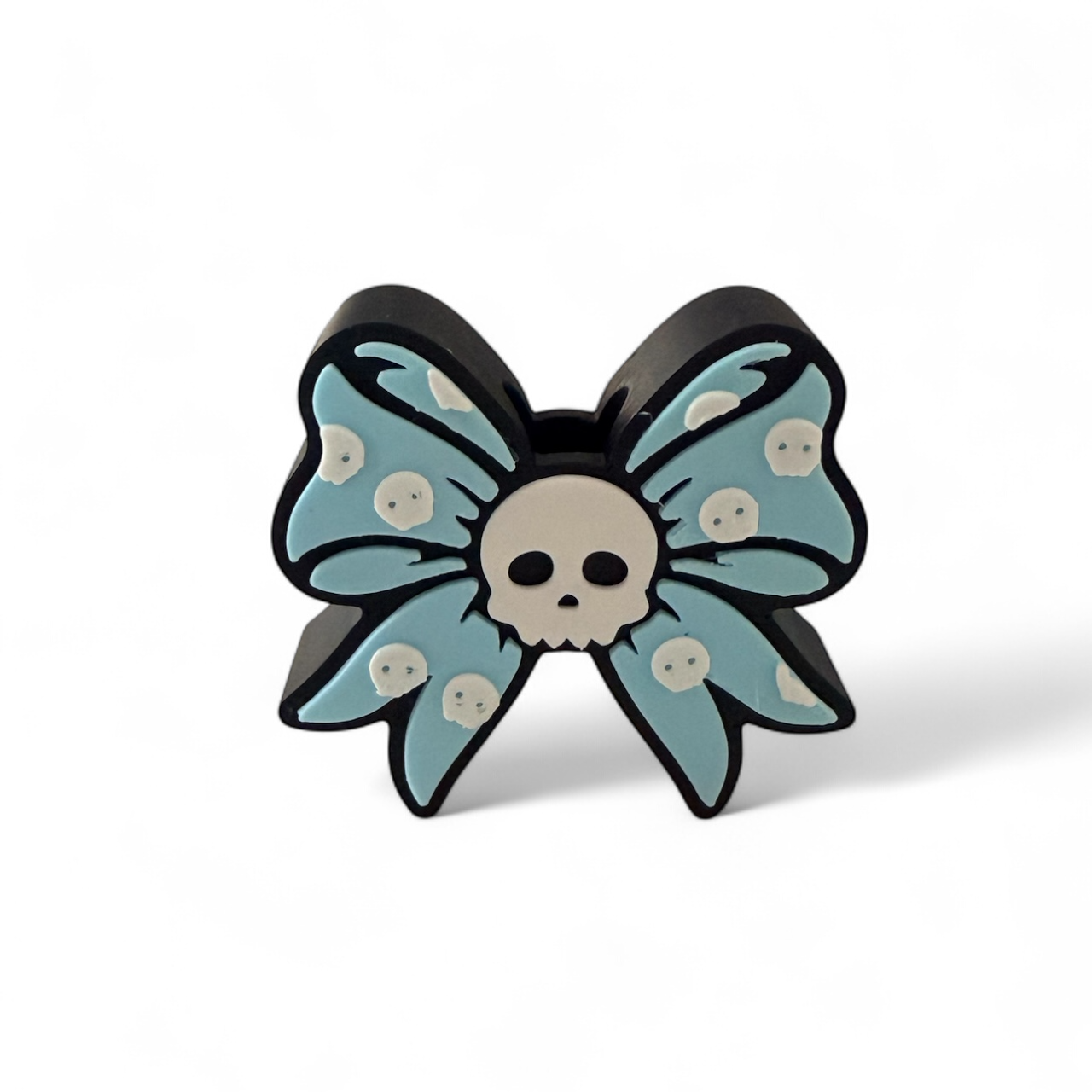 Straw Topper - Blue Bow Skeleton