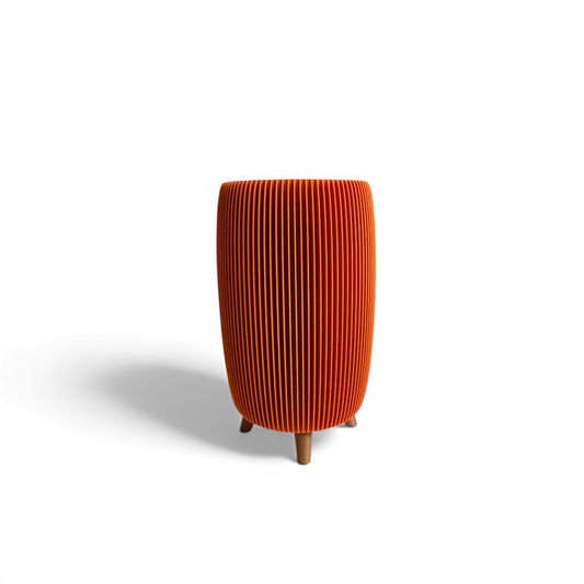 RETRO RIBBED PLANTER TERRACOTTA MATTE TALL