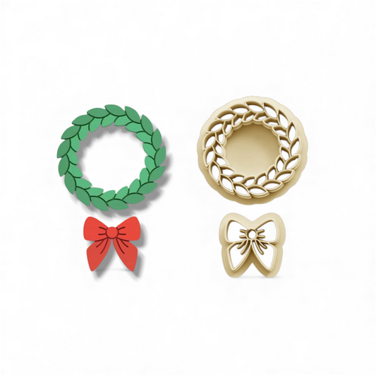 Christmas Wreath with Bow Set