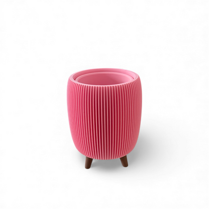 RETRO RIBBED SMALL PLANTER SOFT MATTE PINK