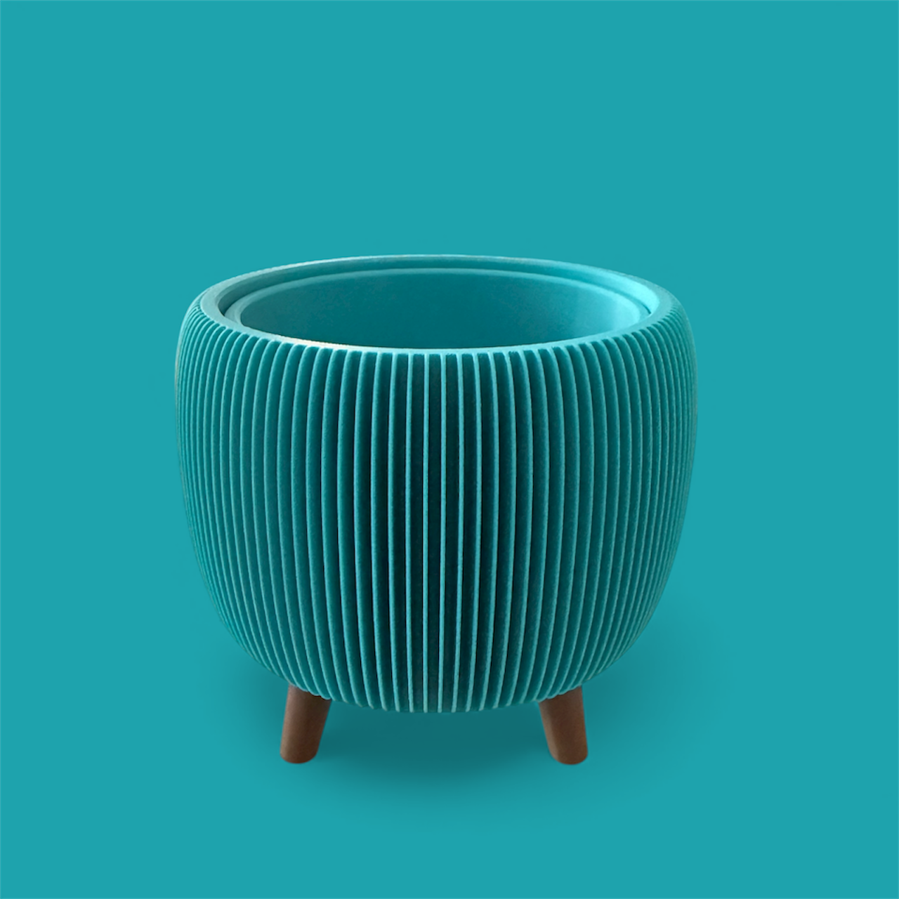RETRO RIBBED PLANTER TURQUOISE SATIN