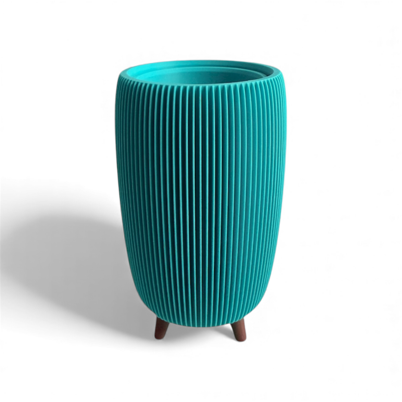 RETRO RIBBED HIGH PLANTER TURQUOISE SATIN