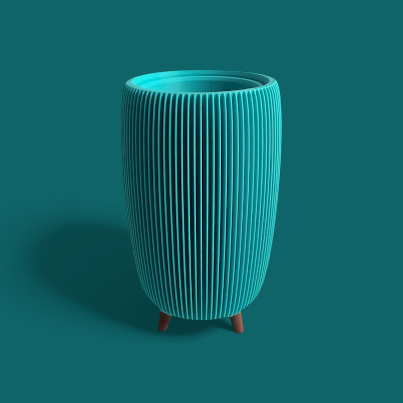 RETRO RIBBED HIGH PLANTER TURQUOISE SATIN