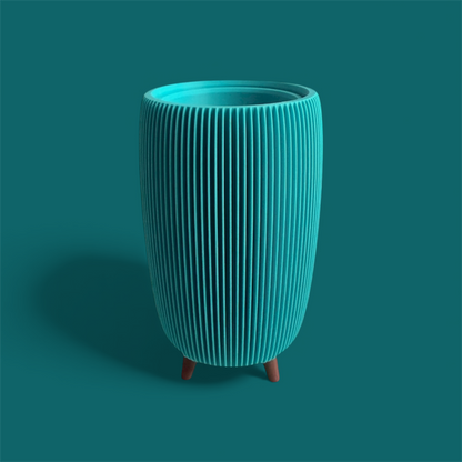 RETRO RIBBED HIGH PLANTER TURQUOISE SATIN