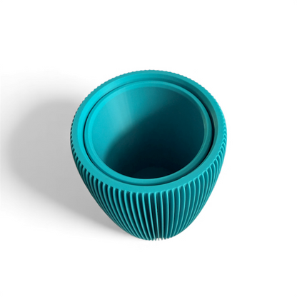 RETRO RIBBED HIGH PLANTER TURQUOISE SATIN