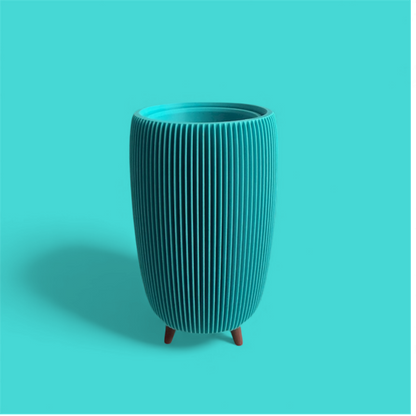 RETRO RIBBED HIGH PLANTER TURQUOISE SATIN
