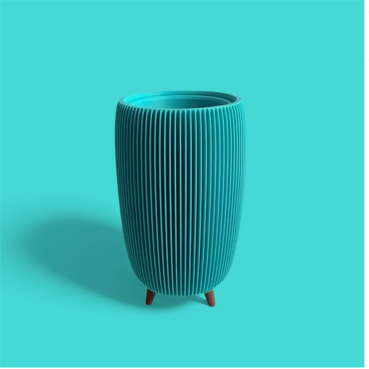 RETRO RIBBED PLANTER TURQUOISE TALL