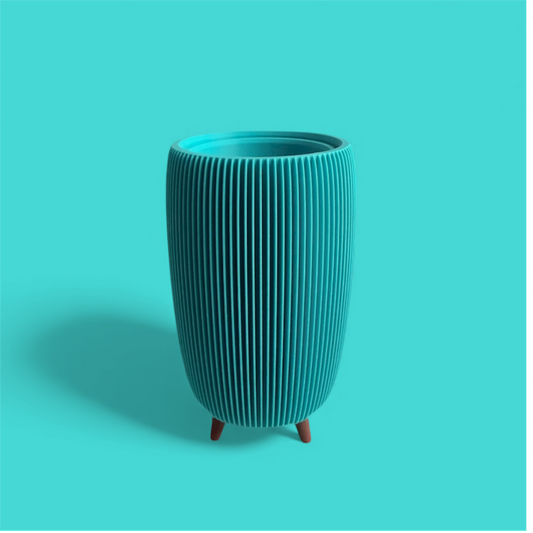 RETRO RIBBED PLANTER TURQUOISE TALL