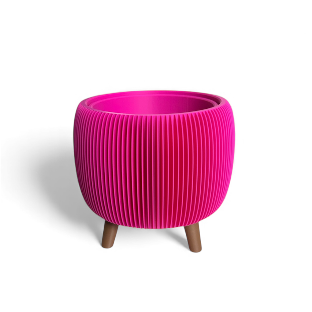 RETRO RIBBED PLANTER RASPBERRY SATIN