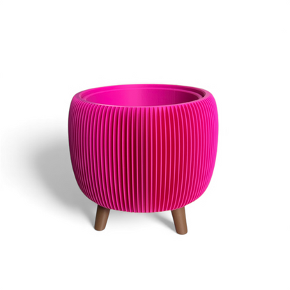 RETRO RIBBED PLANTER RASPBERRY SATIN