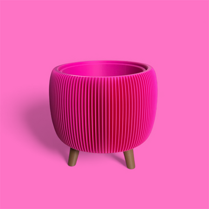 RETRO RIBBED PLANTER RASPBERRY SATIN MEDIUM
