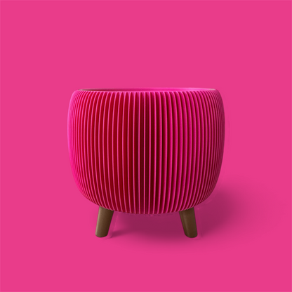 RETRO RIBBED PLANTER RASPBERRY SATIN