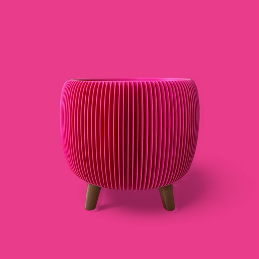 RETRO RIBBED PLANTER RASPBERRY SATIN