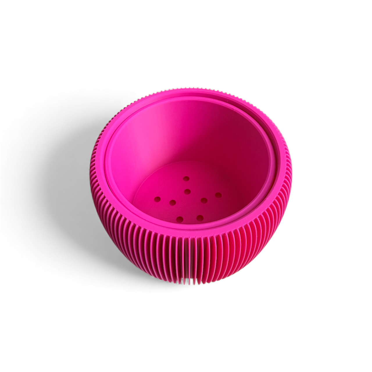 RETRO RIBBED PLANTER RASPBERRY SATIN