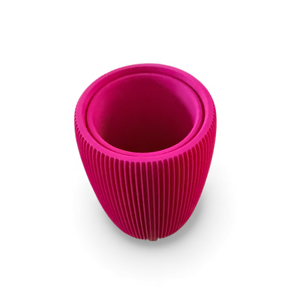 RETRO RIBBED HIGH PLANTER RASPBERRY SATIN