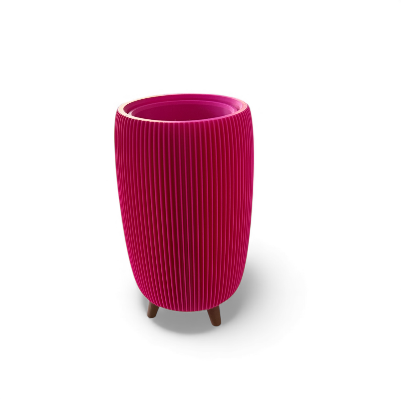 RETRO RIBBED HIGH PLANTER RASPBERRY SATIN