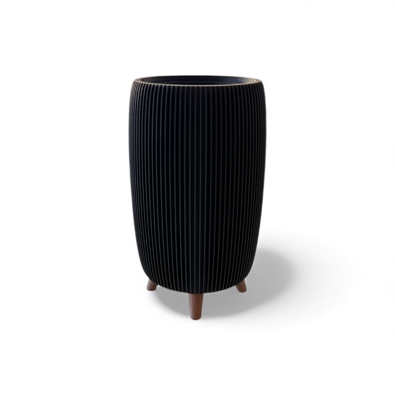 RETRO RIBBED HIGH PLANTER MATTE BLACK