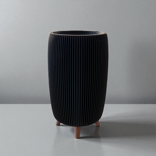 RETRO RIBBED HIGH PLANTER MATTE BLACK