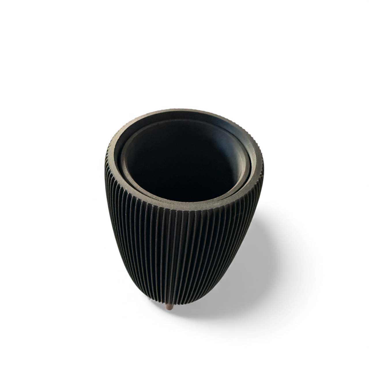 RETRO RIBBED HIGH PLANTER MATTE BLACK