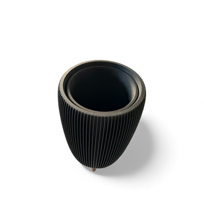 RETRO RIBBED HIGH PLANTER MATTE BLACK