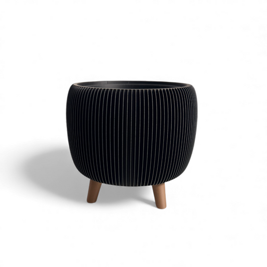 RETRO RIBBED PLANTER MATTE BLACK