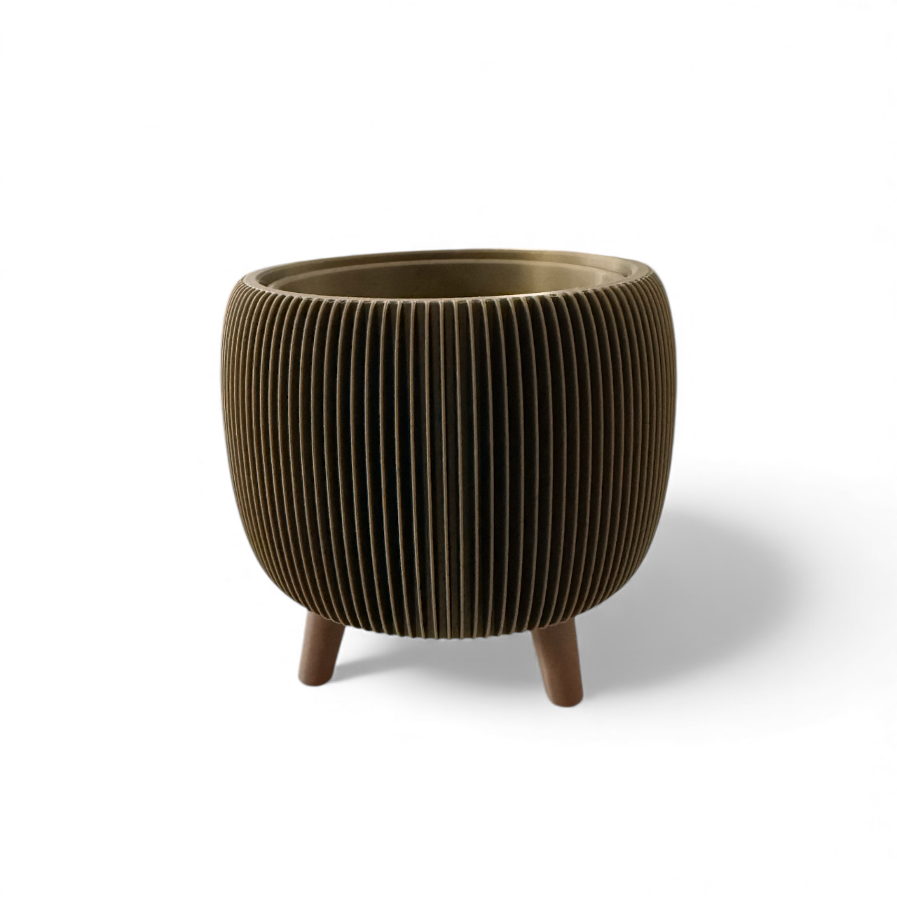 RETRO RIBBED PLANTER SATIN BRONZE